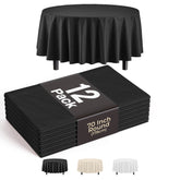 70 In. Premium Round Black Plastic Table Covers | 12 Pack